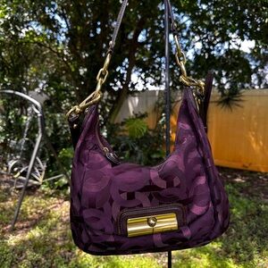 Coach Purple Shoulder Bag with Gold Accents